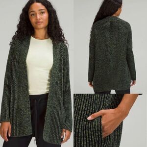 Lululemon Cotton Cashmere Blend Sweater Wrap Green Foliage Size 18